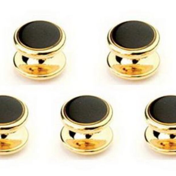 Genuine Onyx Stone Classic GOLD 5 Studs Set - Picture 1 of 1